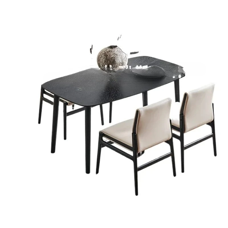 

XL минималистичная мебель для столовой, обеденный стол и стулья из цельного дерева, дизайнерский обеденный стол и стулья интернет-знаменитостей