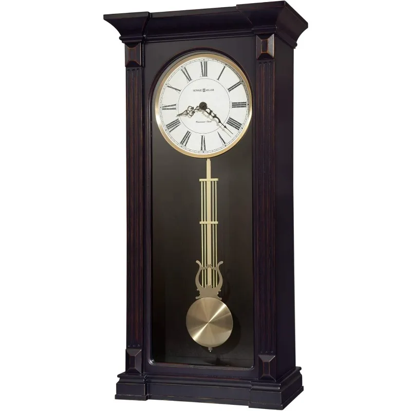 

Miller Gobles Wall Clock, Analog Display Brown Unique Style Swinging Pendulum Clocks with Black Finished | White Dial Qua