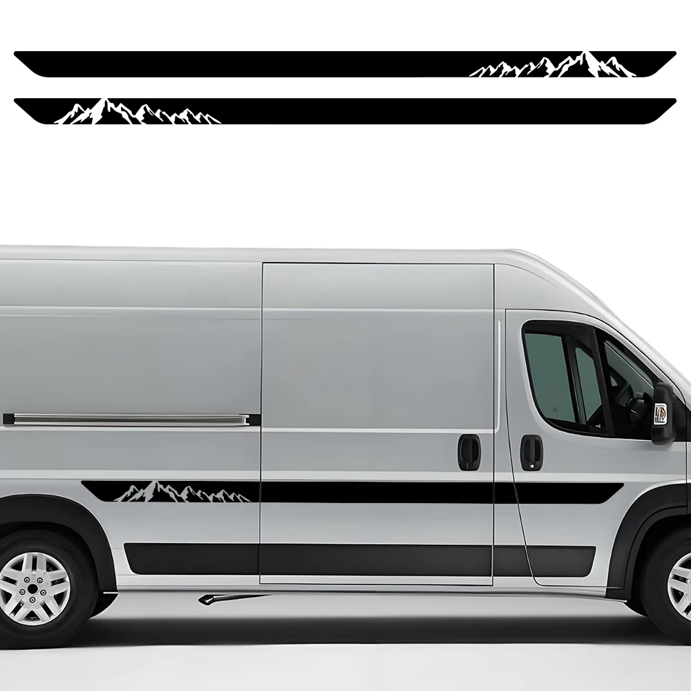Car Side Stripe Stickers For Fiat Ducato L3 L4 (2006-On) Camper Motorhome Van Vinyl Mountain Tree Decoration Decals Accessories