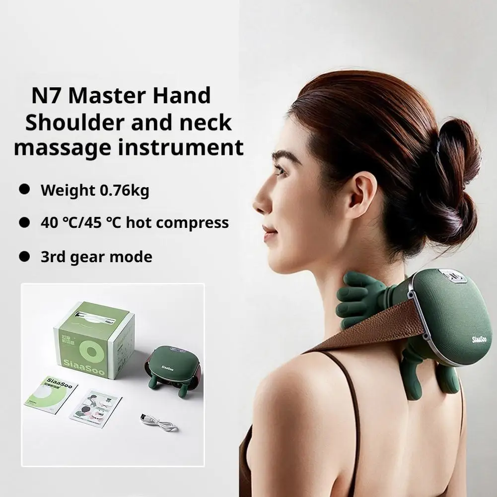 Neck Shoulder Massager Deep Tissue Shiatsu Back Cervical Massage Machine Bionic Heated Fatigue Relief Relax Muscle