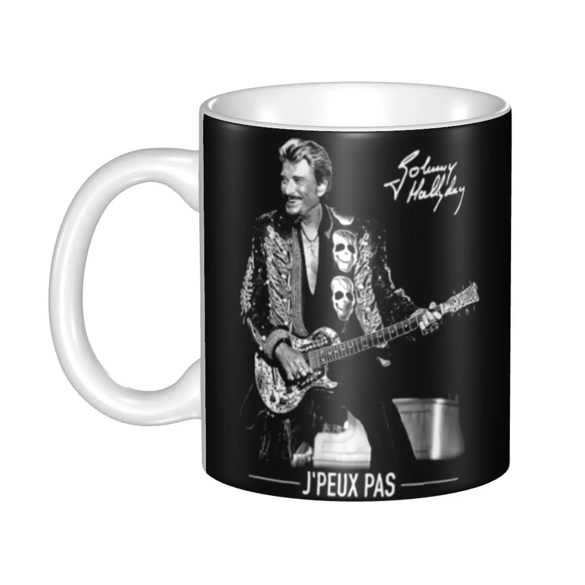 

DIY Johnny Hallyday French Rock Singer Ceramic Mugs Personalized Coffee Cup Creative Gift