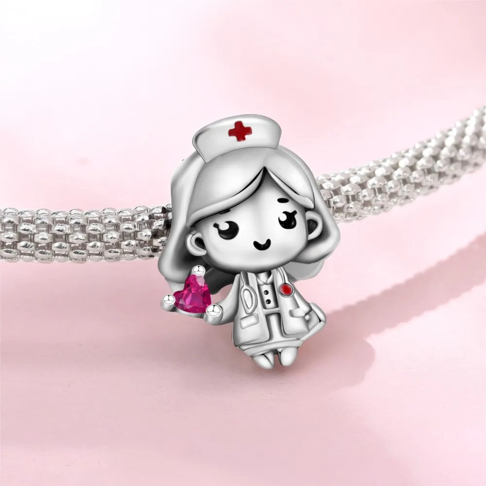 Orstarry 925 Sterling Silver Cartoon Character Nurse Beads Fit Women Bracelets Charms DIY Birthday Party Gifts Jewelry Accessory