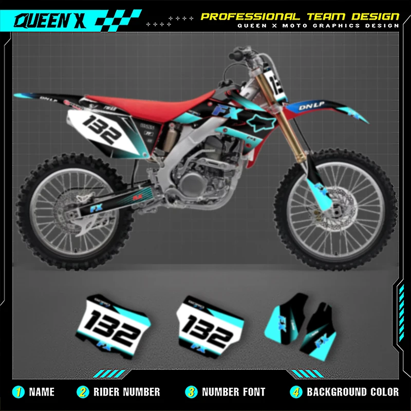 

Queen X MOTOR Custom Team Graphics Decals Stickers Kit For Honda CRF 2004 2005 2006 2007 2008 2009 CRF250R 008