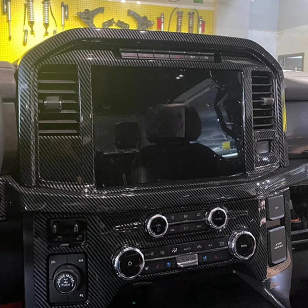 

Car Carbon Fiber Center Console Dashboard Navigation A/C Outlet Cover Trim Panel for Ford F150 2022 2023