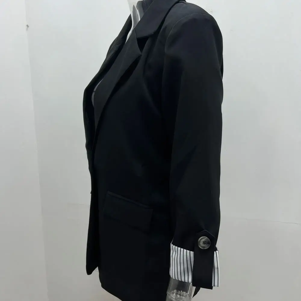 Trendy Womens Blazer Jacket Slim Fit Seven Sleeve Business Casual Suit Elegant Office Wear Fashion Solid Color Spring Outwear