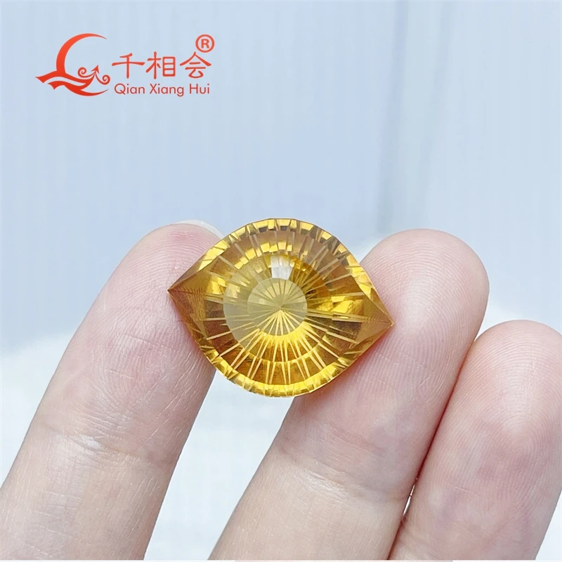 24.68ct  eye's shape millennium cutting beautiful Natural Citrine gemstone loose stone jewelry making GRC certificated