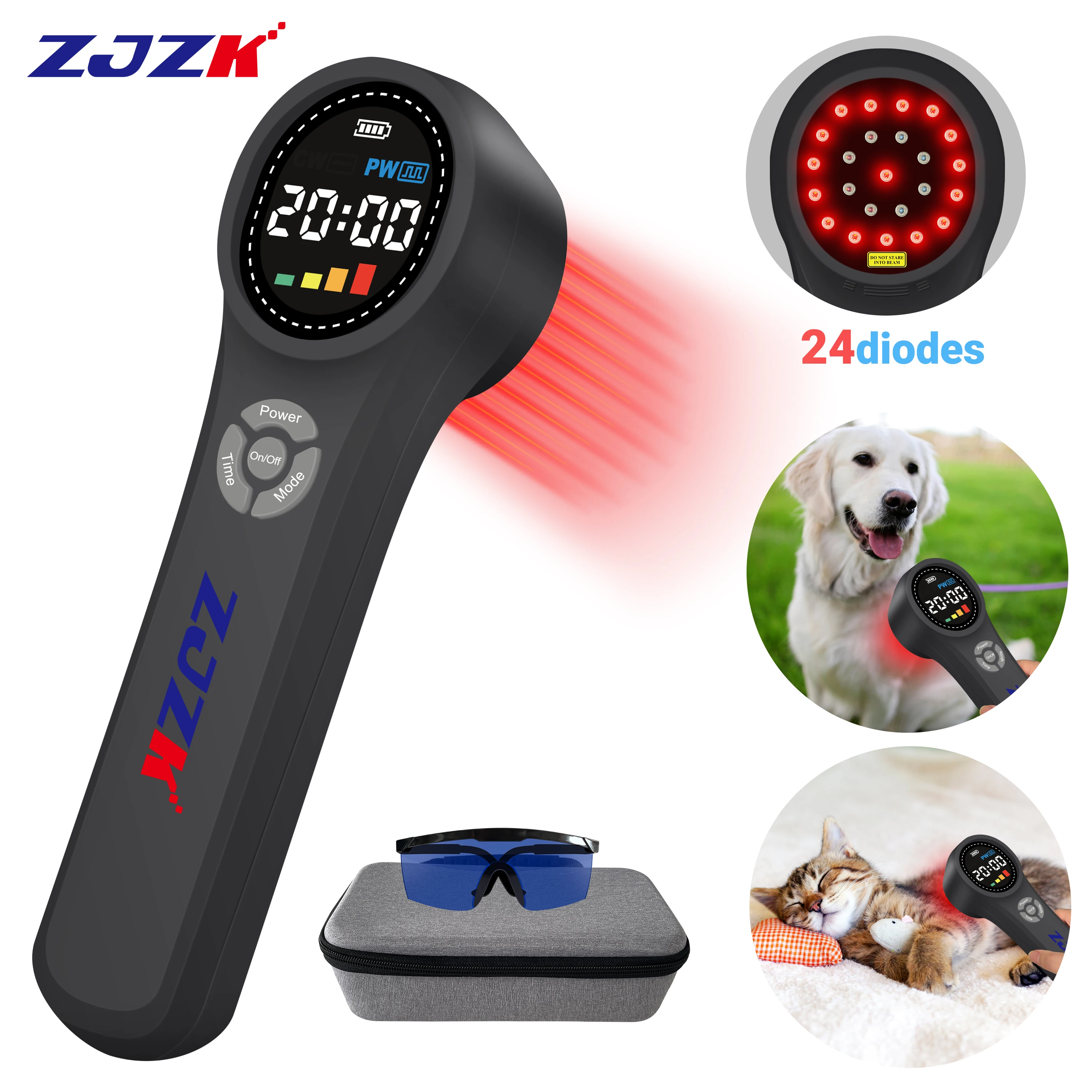 

Физиотерапия, холодное лазерное лечение, лампа для облегчения боли в спине, коленях, 980 нм, 810 нм, 660 нм, 24 диода, 1760 мВт для людей и домашних животных