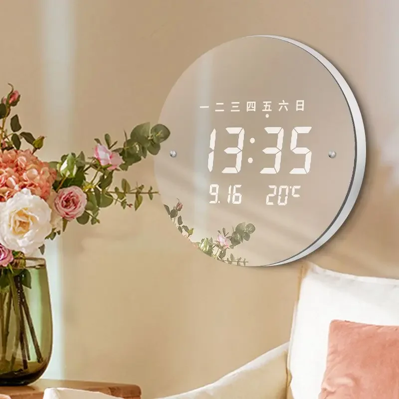 New Smart Perpetual Calendar Electronic Wall Clock Living Room Digital Wall Hanging with Temperature Clock Wall Clocks