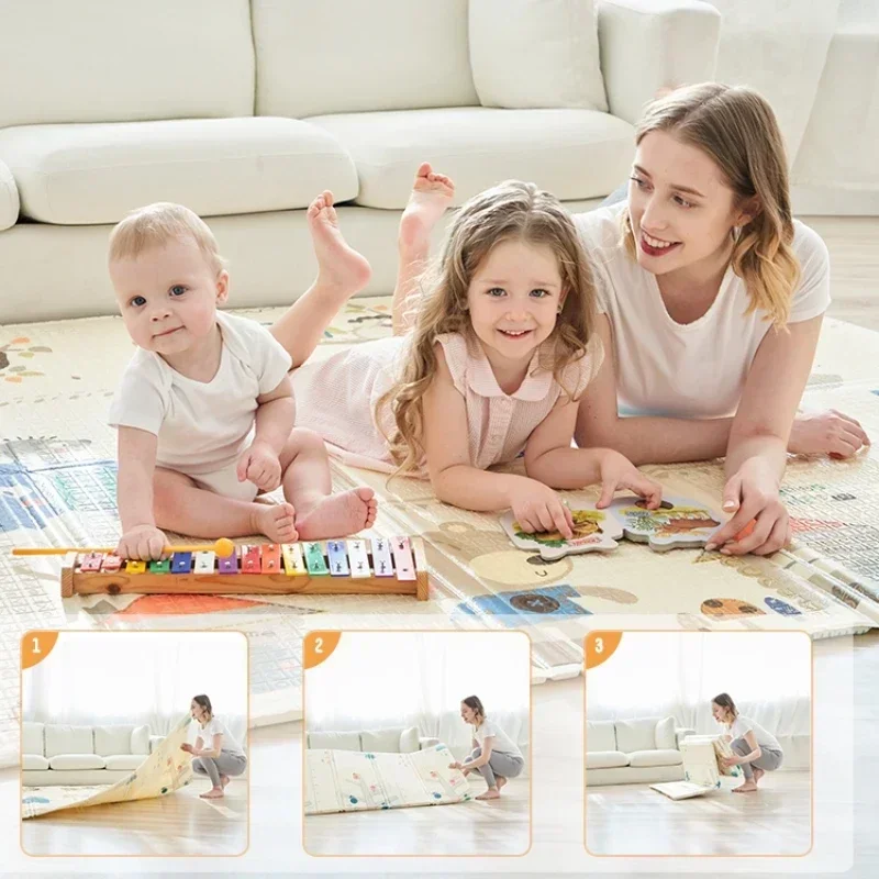 Waterproof Foam Padded Baby Play Mat Reversible - Foldable Safe/ Thick Baby Foam Play Mat Use as Baby Crawling Mat