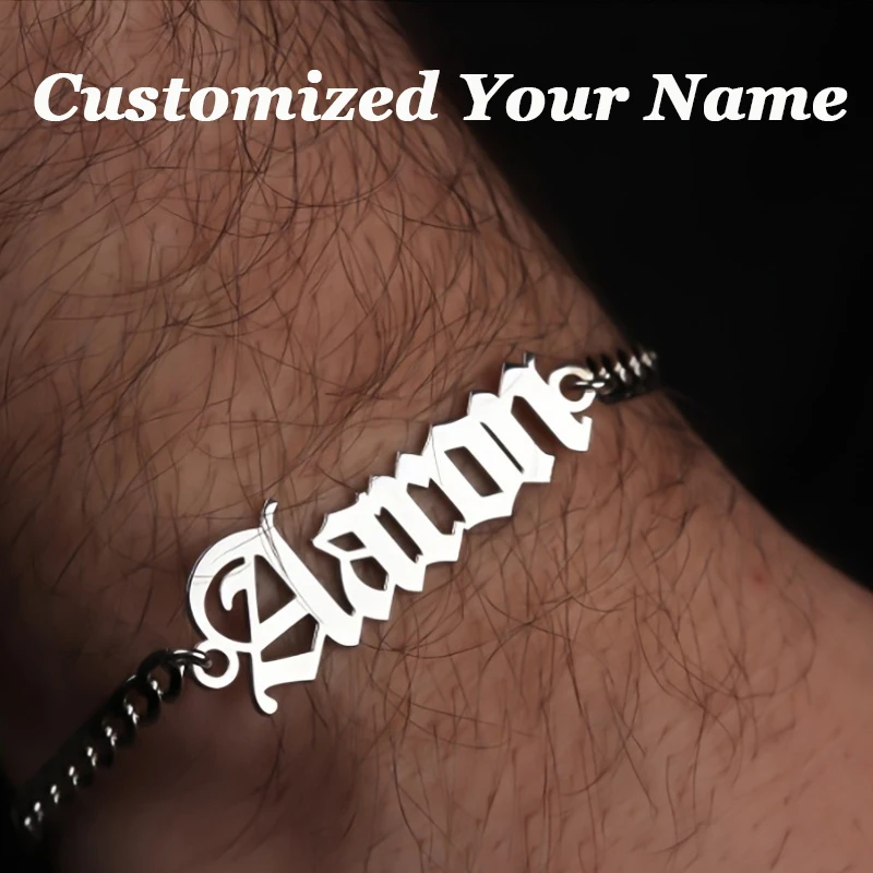 

Personalized Customized Name Bracelet Stainless Steel Cuban Chain Men's Bracelrt Fashionable & Minimalist Couples Christmas Gift