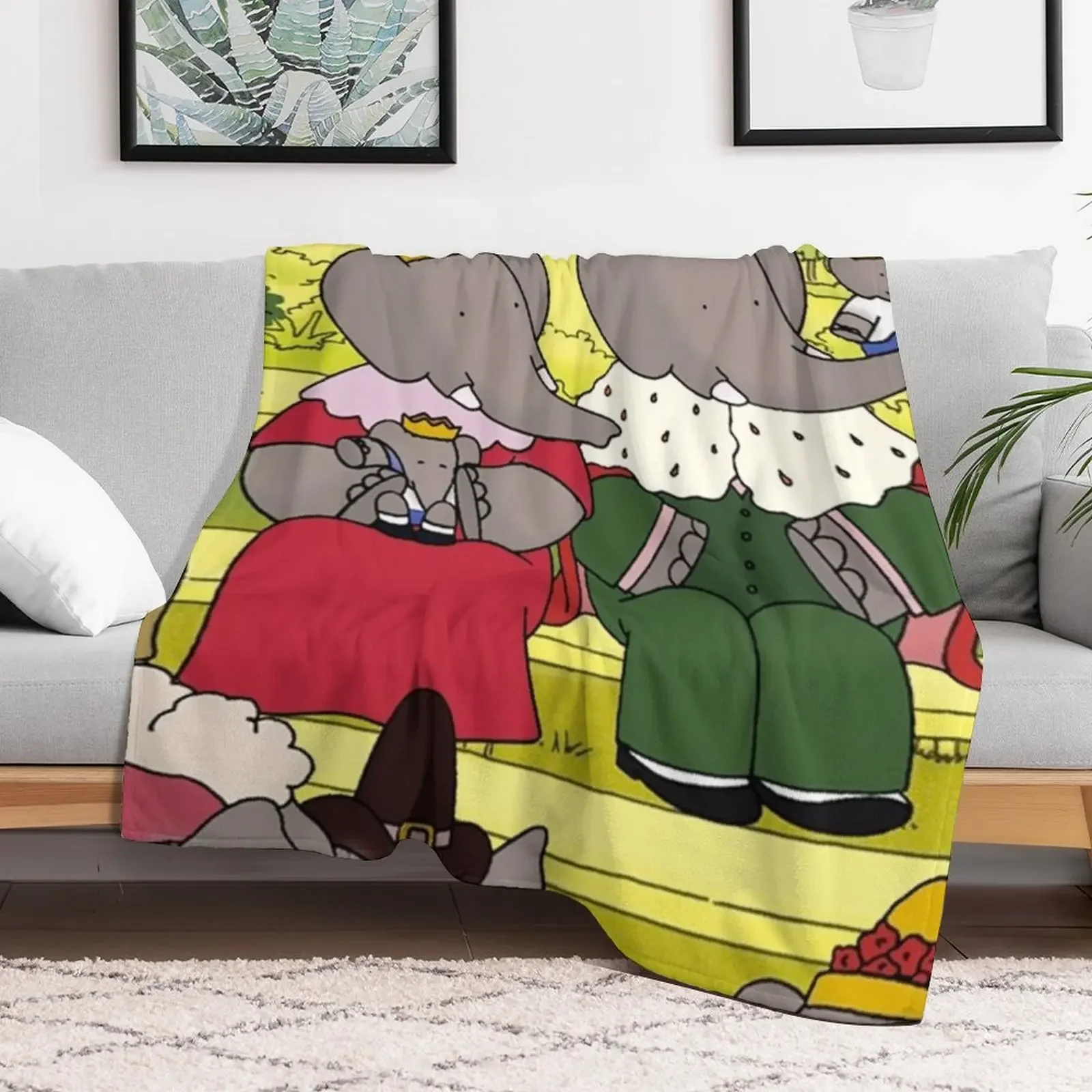 King Babar queen celeste and the family Throw Blanket Blankets For Sofas Flannel Blankets