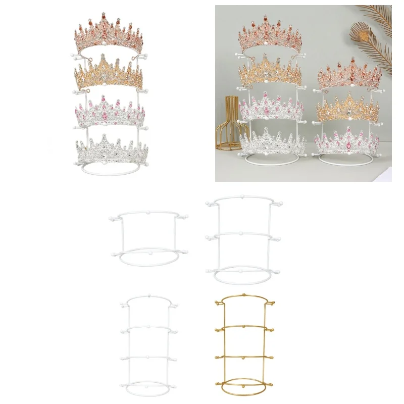 

Bride Crown Headband Tiara Support Holder Princess Rhinestones Crown Display Rack Metal Gold Crystal Headbands Organizer