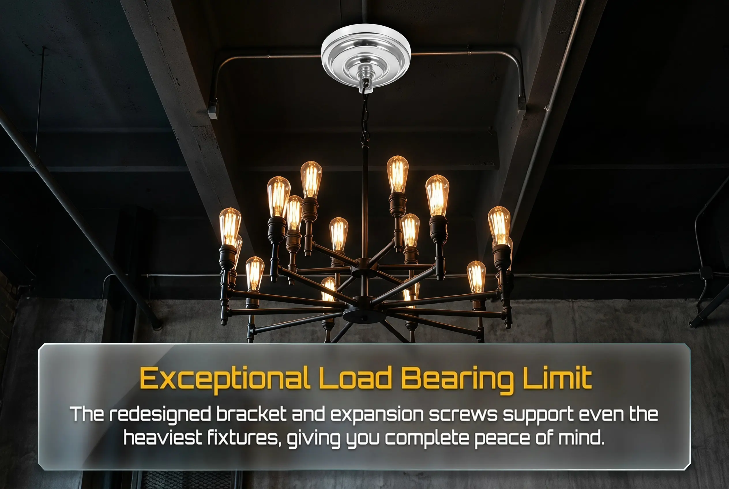 Heavy Duty Metal Chandelier Canopy Ceiling Cover Plate for Pendant Light Fixture Retro Minimalist Design Shiny Finish Expansion