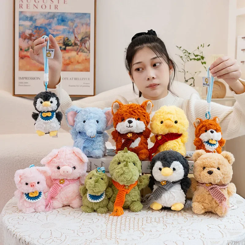 Kawaii سطح المكتب الصغير الكرتون الحيوانات الأليفة الحيوان ألعاب من القطيفة محشوة ديناصور البطريق أصبع الفرخ الثعلب دمية لطيف المفاتيح أكياس ديكور