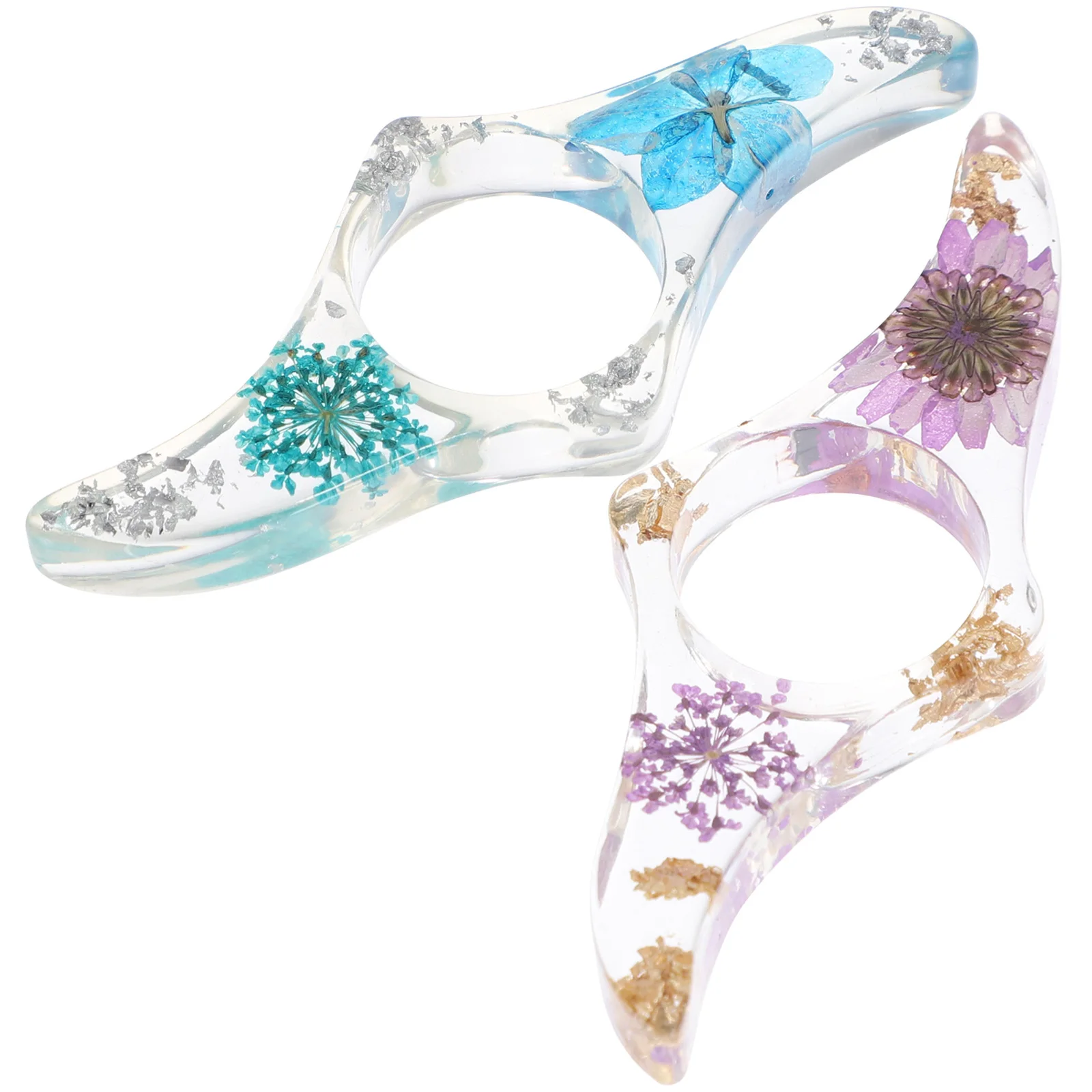 2Pcs Buch Seite Halter Transparent Blume Daumen Ring Praktische Lesen Zubehör Seite Drücken Unterstützung