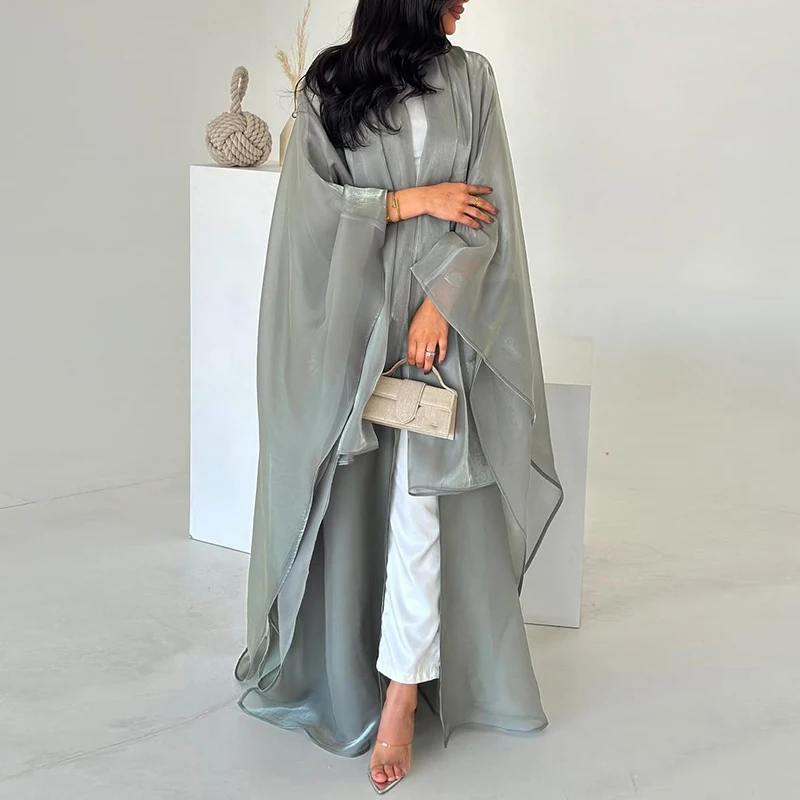 Autumn Women Casual Long Sleeve Cardigan 2026 Fashion Hight Waist Muslim Solid Long Robe Elegant Matching Scarf  Loose Outercoat
