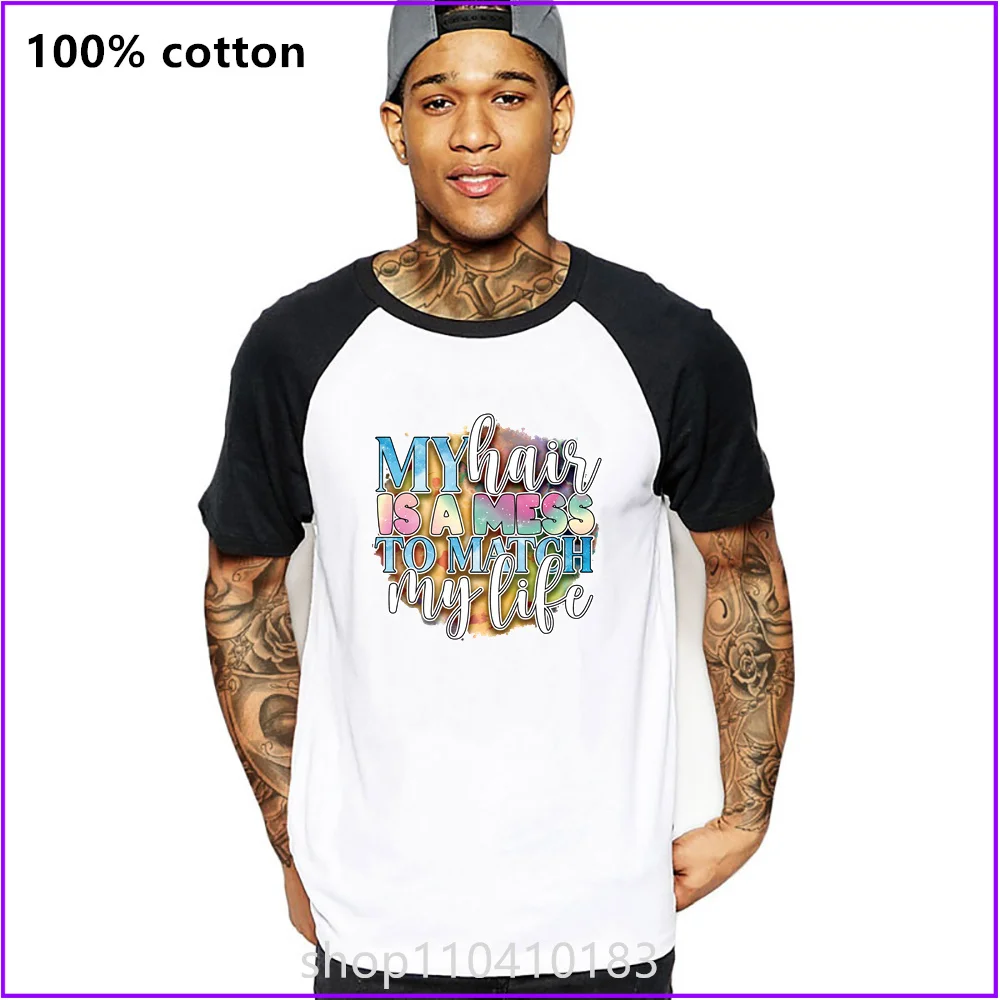 My Hair Is A Mess To Match My Life T Shirts For Men'S Women Tshirt T-Shirt Boxy Running Printed Drop Shoulder High Quality Work