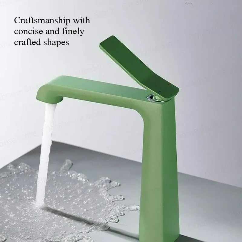 

Basin Green Fashion Single Lever Bathroom Faucet Hot And Cold Brass Sink Mixer Deck Mounted White New