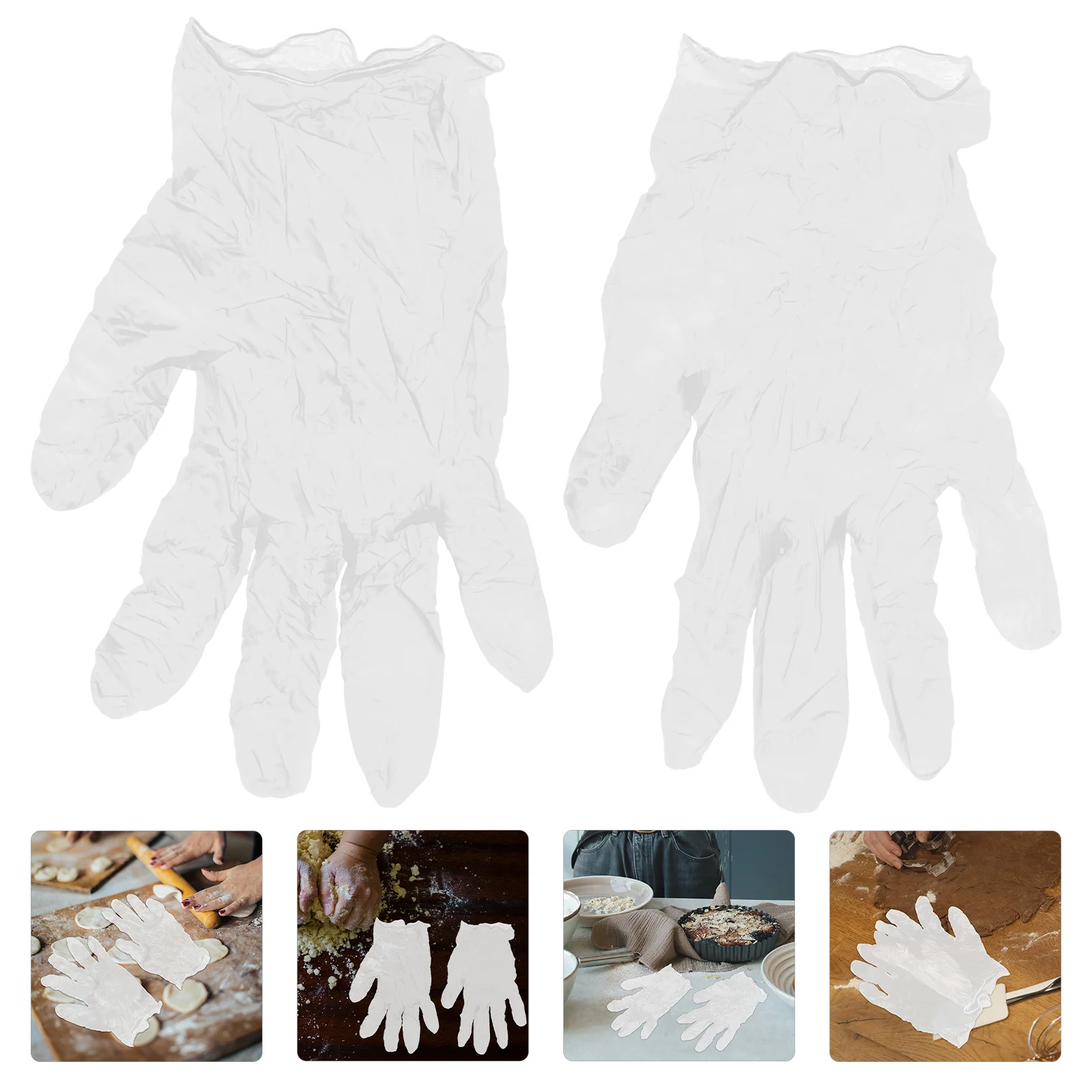 

100Pcs Transparent Gloves Disposable Clear PVC Oil Resistant Cooking Food Prep Gloves for Beauty Baking Cleaning Food Safety