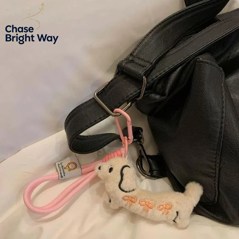 Cartoon Animal Dog Dachshund Plush Keychain Puppy Stuffed Keyring Cute Key Holder Pendant Bag Hanging Decoration Gift