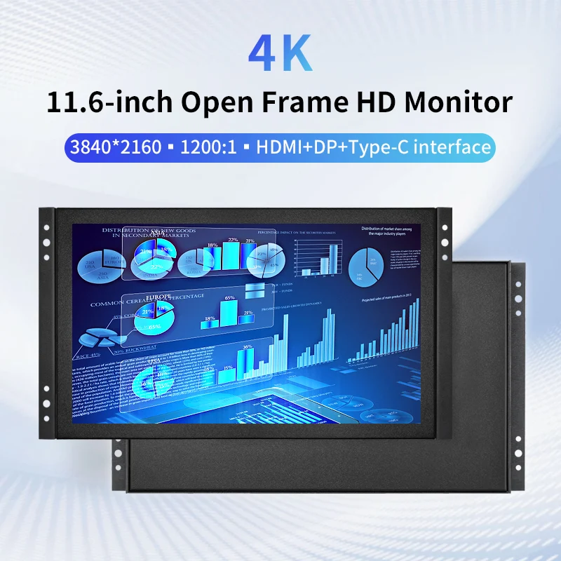 11.6 15.6 23.8 27 32 Inch Full HD 4K 3840*2160 Customized Capacitive LCD Touch Screen Industrial Open Frame Embedded Monitor