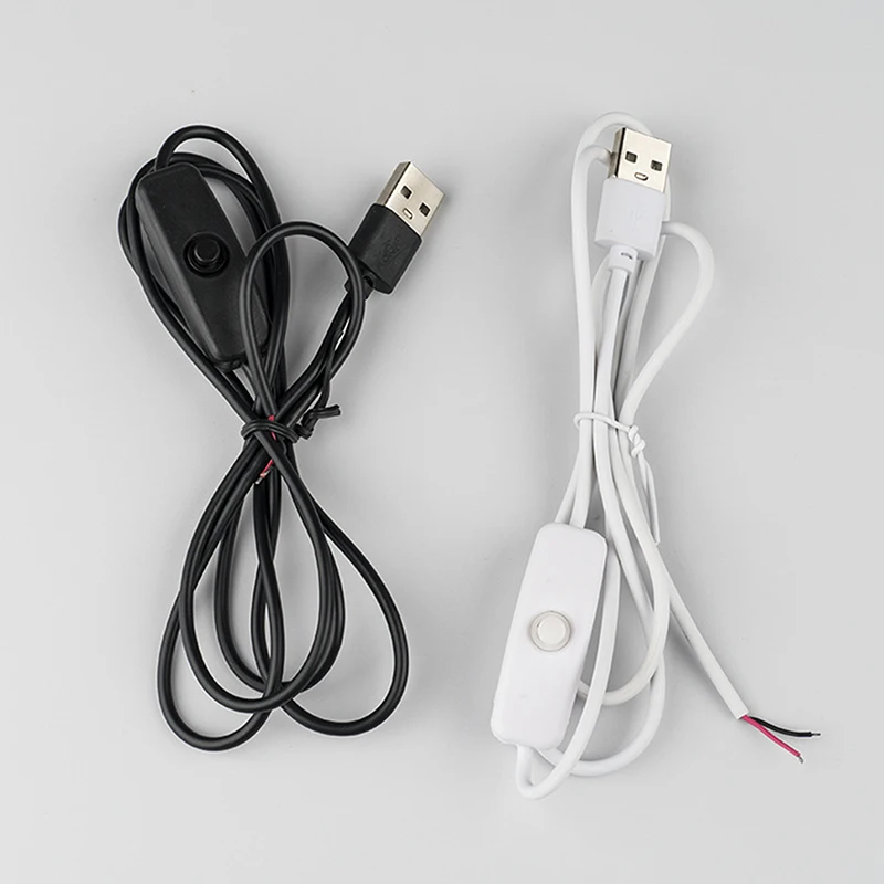 5V Switch Power Supply Wire 1M/1.5M USB Male To 2 Core Connection Cable 501 Button ON OFF 2A For LED Strip Lamp Bulb Light