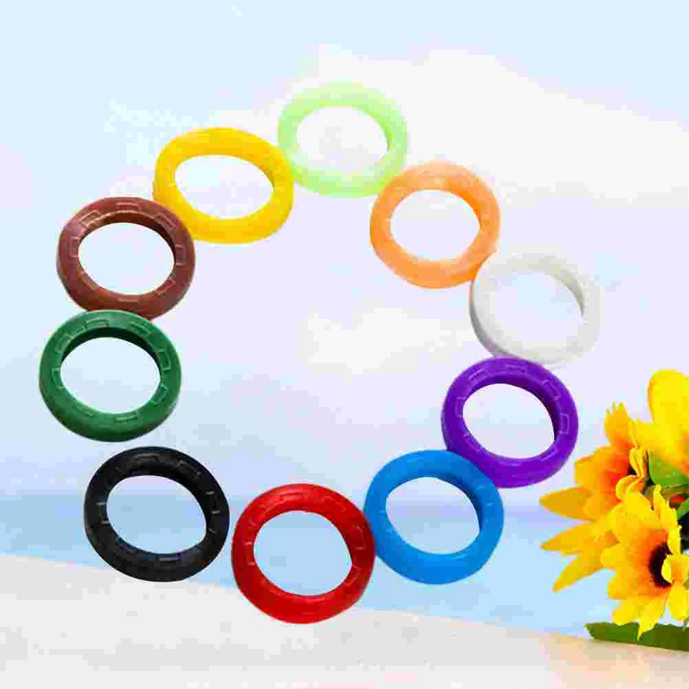 

32 Pcs Key Rings Rubber Caps Sleeve Elastic Elasticity Color Covers Identifiers