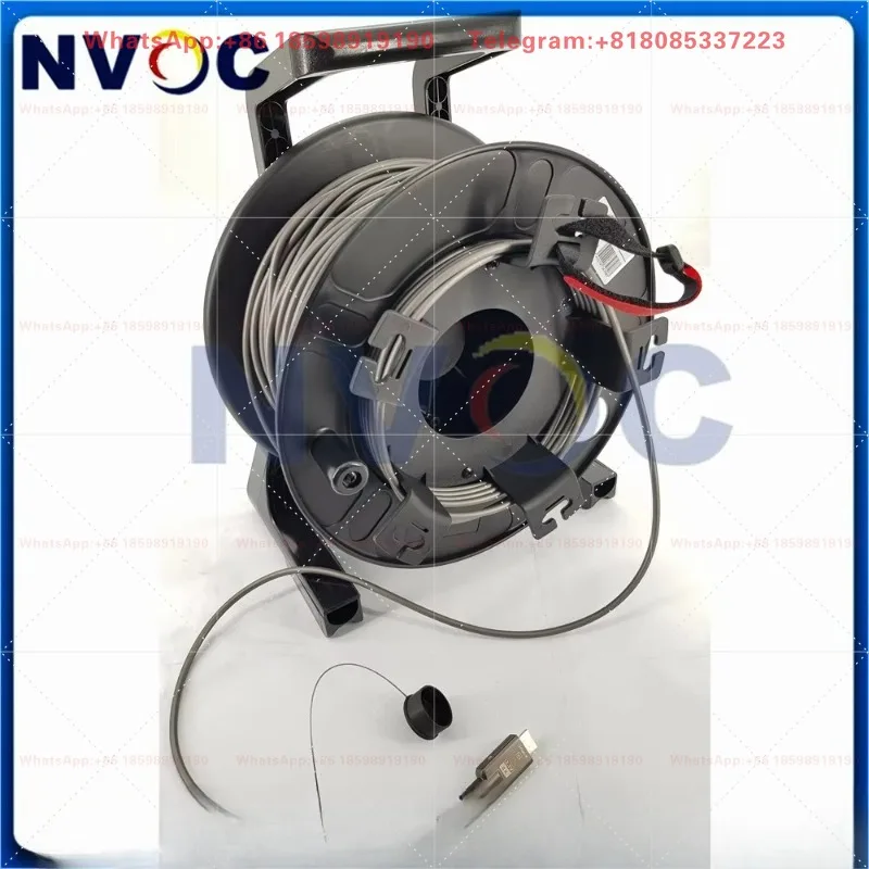 Male to Male 48Gbps Hybrid Armored Fiber Cable 100/110/120/130/150/200M Durable TPU With PCD310 Reel