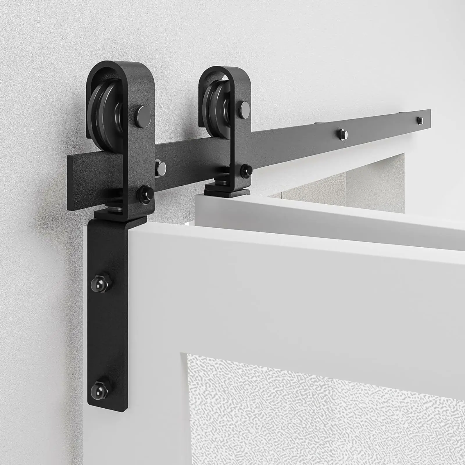 60” Bi-Fold Sliding Barn Door Hardware Kit for 2 Doors - Quiet Black Track & J Shape Rollers [Doors Not Included]