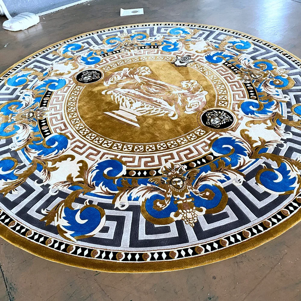 Handmade Modern  Wool Carpet Big Size Round Silk Viscose Rug  Pile Custom Tufted Area Rugs