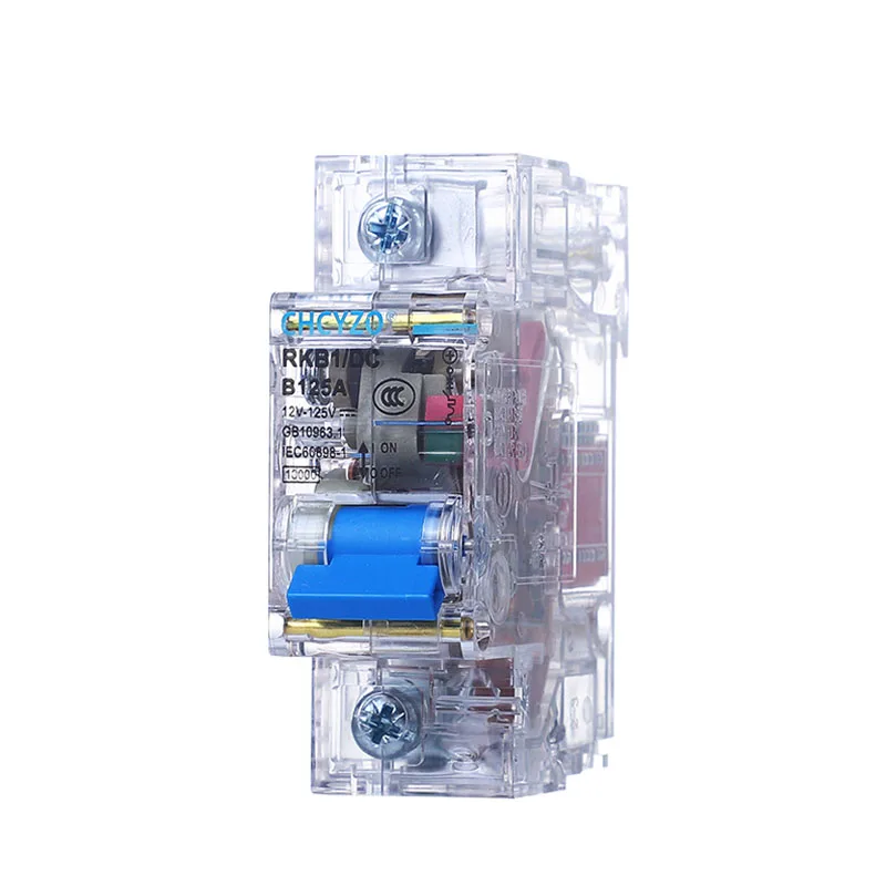 1P DC Circuit Breaker DC24V48V60V120V Transparent Circuit Breaker Air Switch 80A100A125A for Short Circuit Protection Isolator