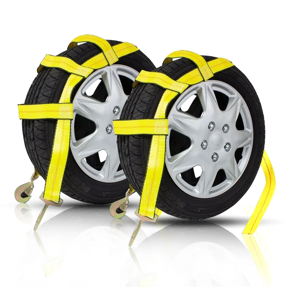 Tow Dolly Car Tire Ropes Straps for 14-20 inch Tire Basket Fixing Lashing Strap Chains Tension Car Transport Fastening Belt