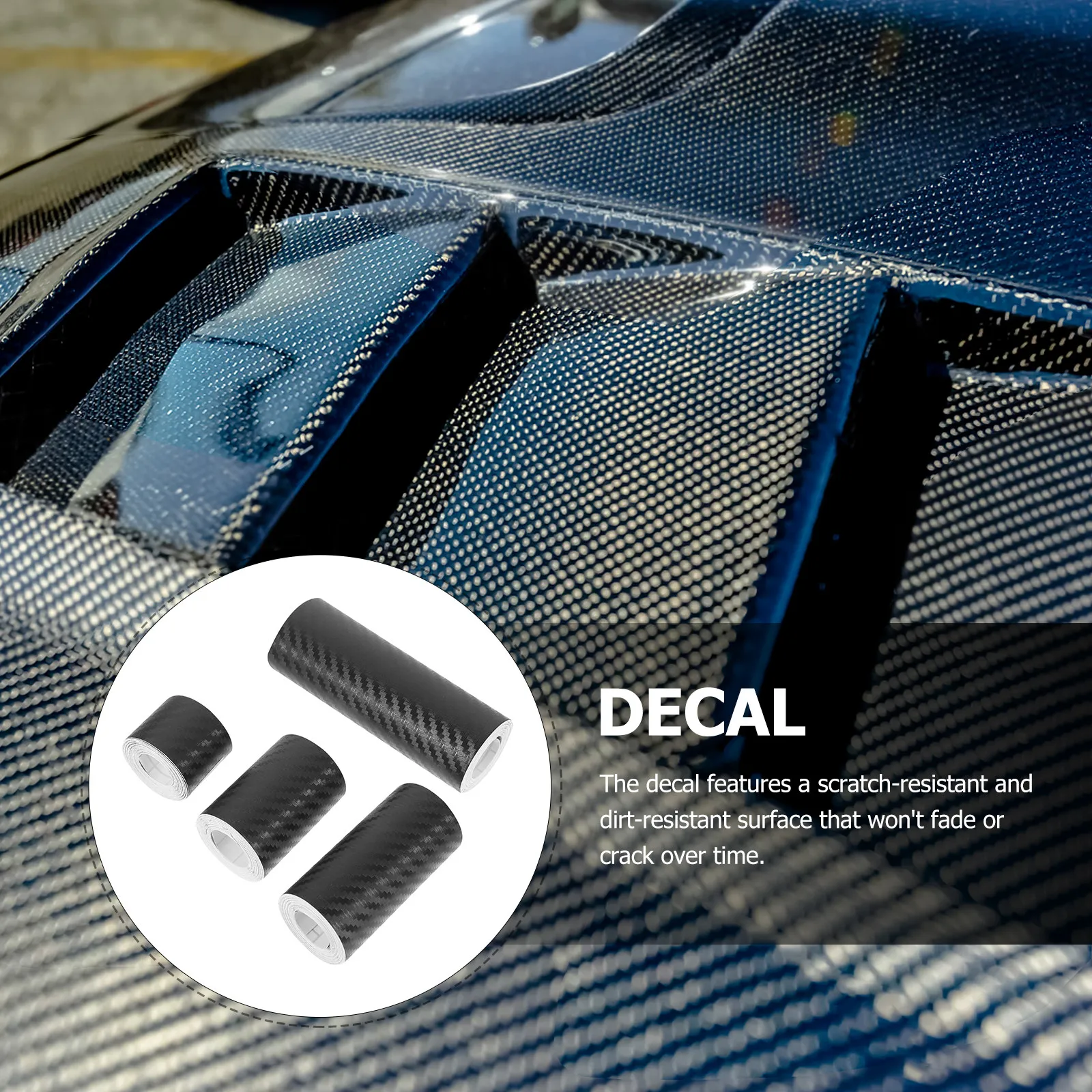 

4 Rolls Reflective Car Decal Sticker Carbon Fiber Material Weatherproof Scratch Proof Easy Peel Adhesive Decorative Warning