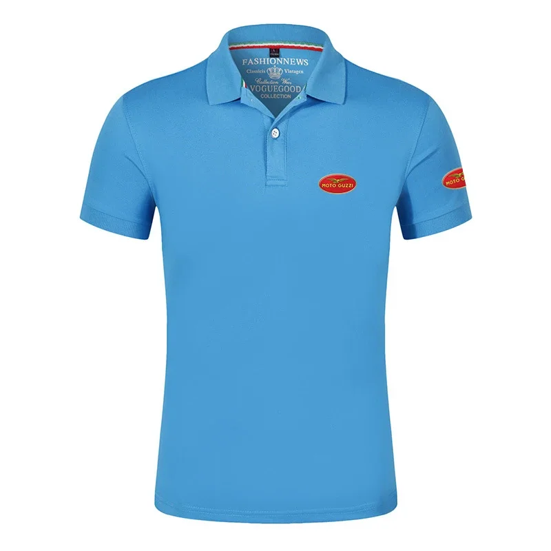 Polo de manga corta con estampado para hombre, Camiseta de algodón informal de alta calidad que combina con todo, color sólido, a la moda, MOTO GUZZI, novedad de 2024