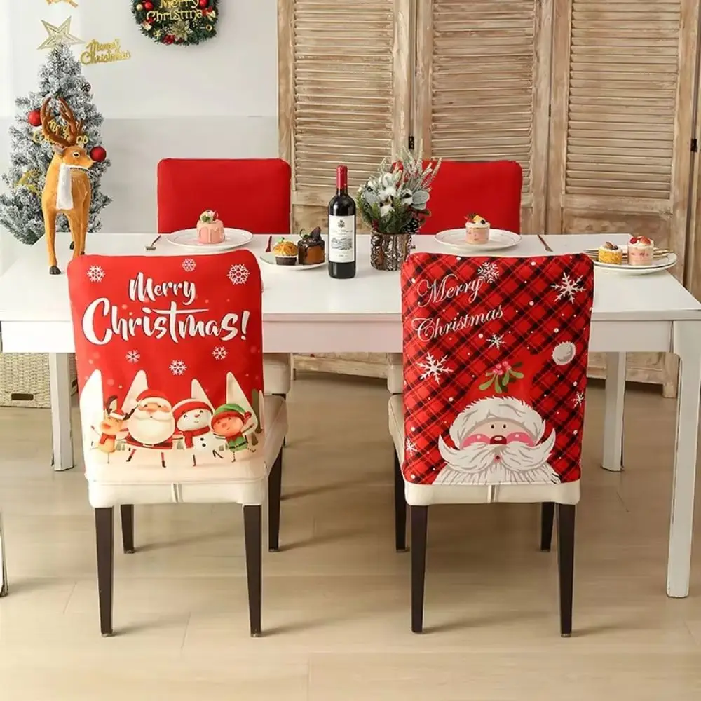 Cartoon Table Christmas Chair Cover Home Seat Protector Dinner Chair Seat Cover Kitchen Xmas Decoration Wear for Chairs Party