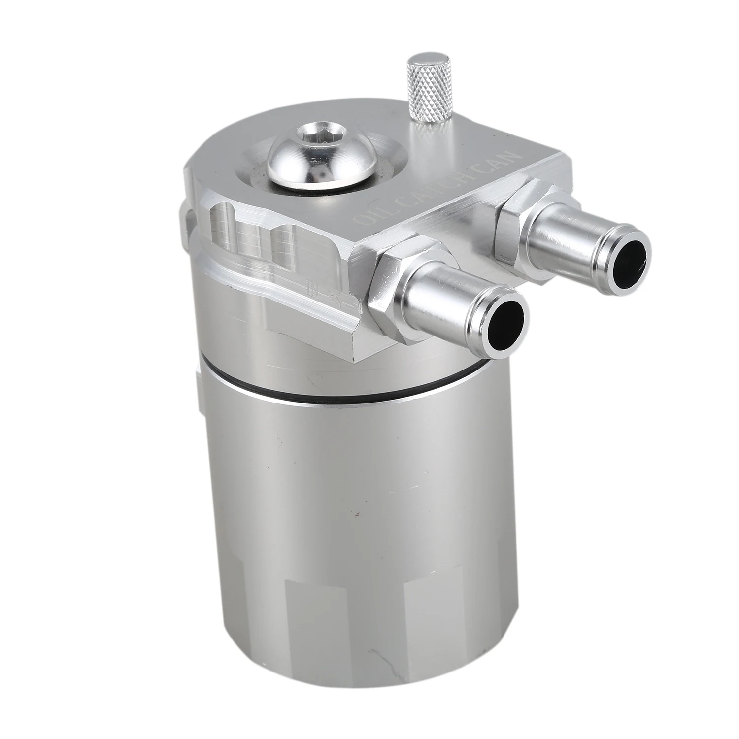 

Universal Baffled Oil Catch Can/Tank/Reservoir Tank with Breather Filter Aluminum Fuel Tanks Silver