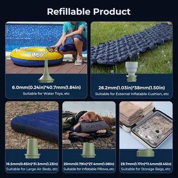 HENGDUAN 便攜式氣泵,迷你充氣泵,帶露營燈,USB-C 充電,適用於睡墊、充氣床墊、真空袋 10 最佳銷售 充氣床墊泵 - №2