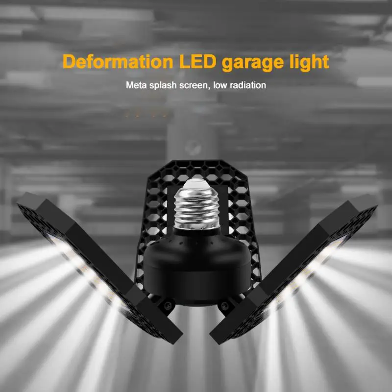 Deformable Bulb Industrial Lighting Adjustable 40/60/80w 3000k/6000k 3 Panels For Shop/storage/warehouse Led Garage Light Hot