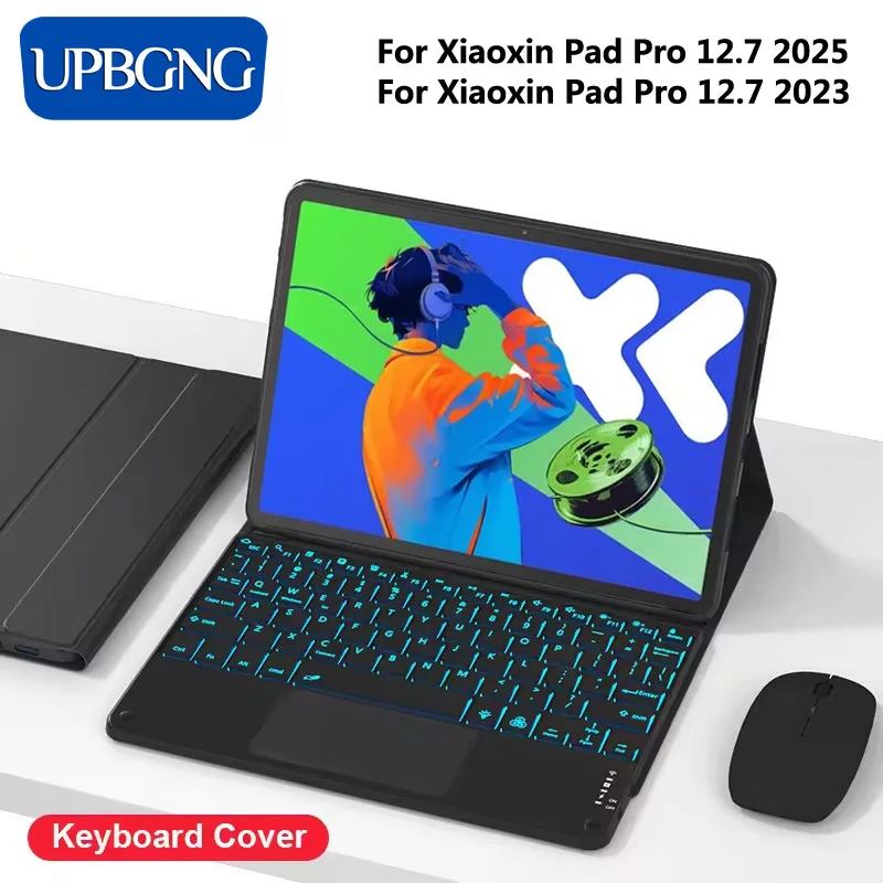 Touch Backlight Keyboard Case for Xiaoxin Pad Pro 12.7 2025 Wireless Bluetooth Keyboard Mouse Cover for Lenovo Pad Pro 2023 Case