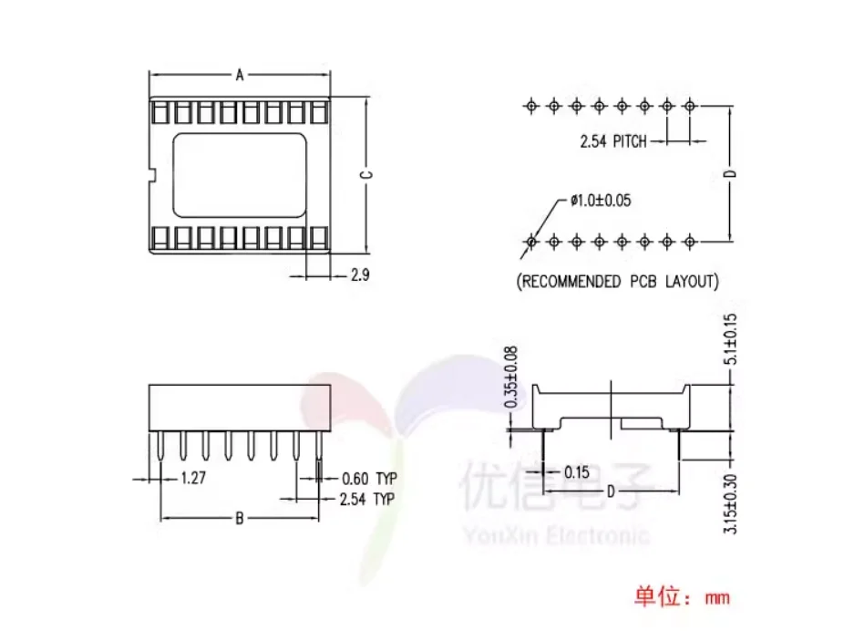 10 قطعة DIP24 24 دبابيس IC دبابيس الجسم الضيق قناة مربعة اللسان IC المقبس متحكم الإدراج المباشر 24pin رقاقة المقبس