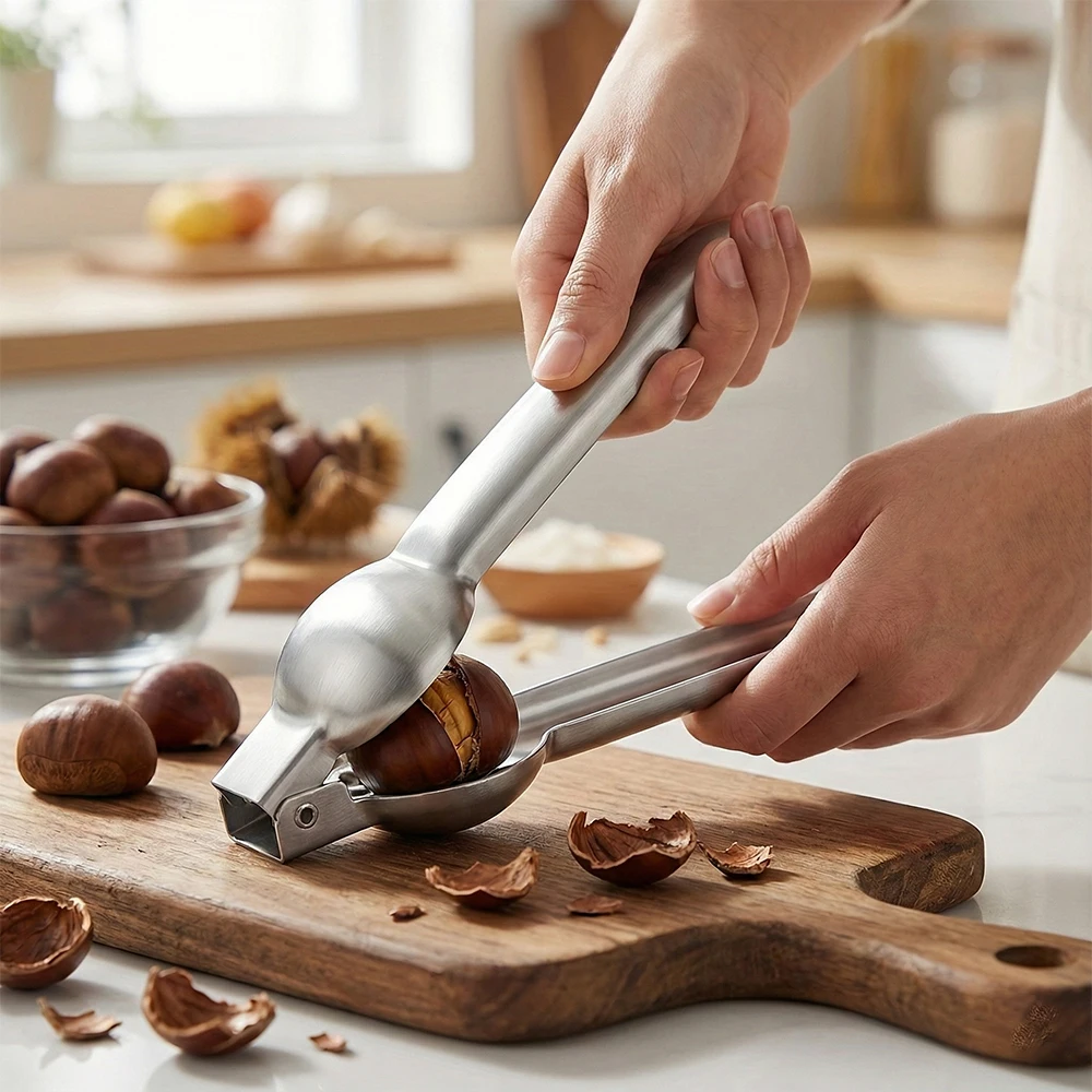 Máquina abridora de castañas, Clip para castañas, alicates para nueces, cortador de vaina, desgranadora de nueces, herramienta de cocina, accesorios de Clip para nueces 2 en 1