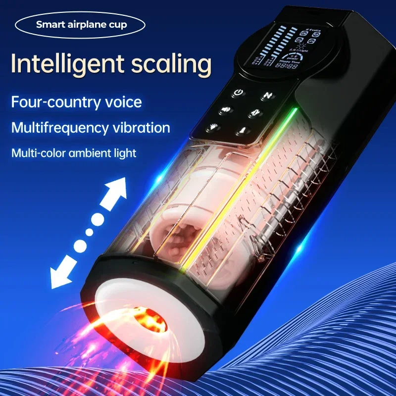 Male Masturbation Cup Telescopic Heated Sucking Pocket Pussy Blowjob Sex Machine Toy Adult Goods for Men Vagina Masturbator 18+