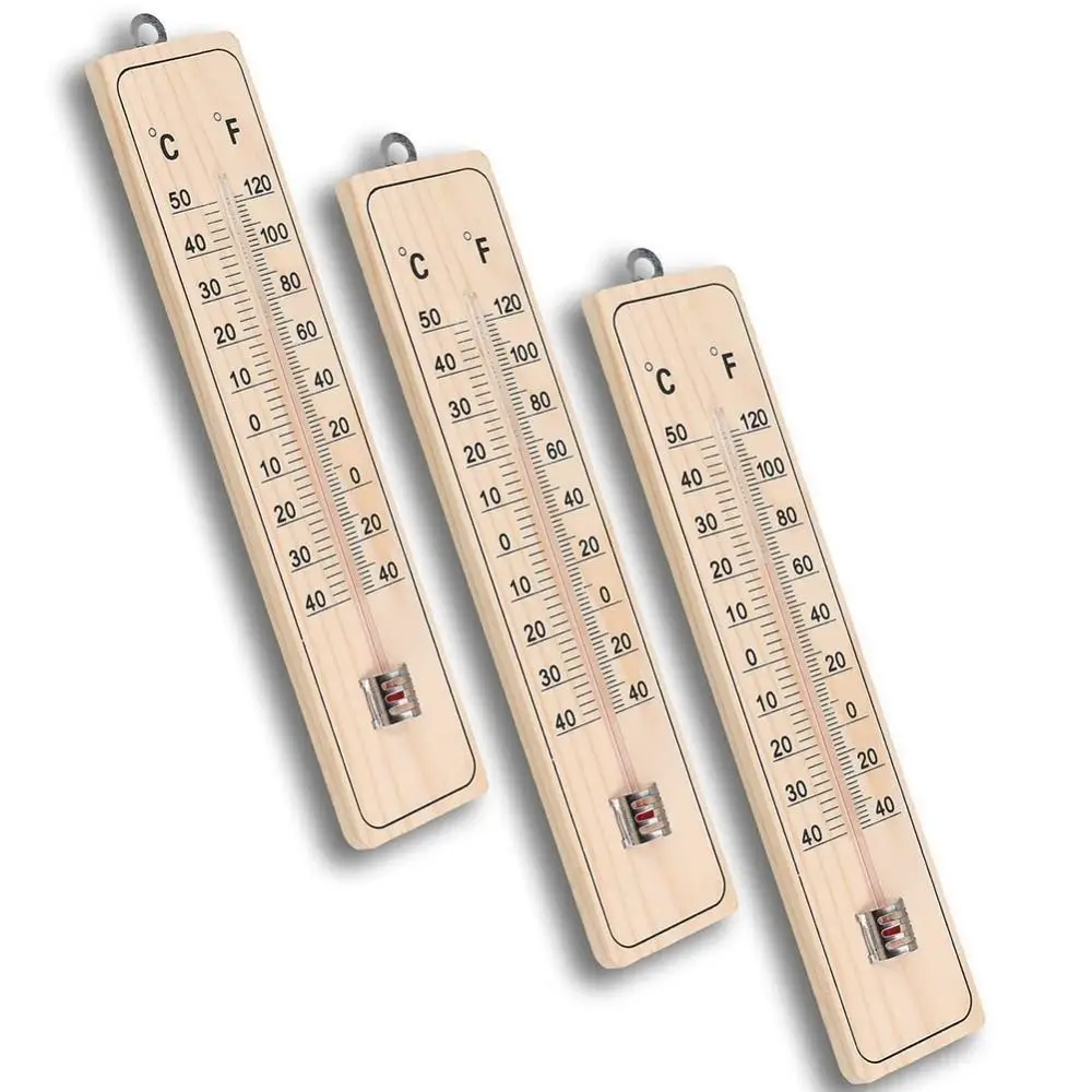 Wooden Wall-Mounted Thermometer Room Temperature Monitor Classical Digit Measuring Meter Simple Home Decorations