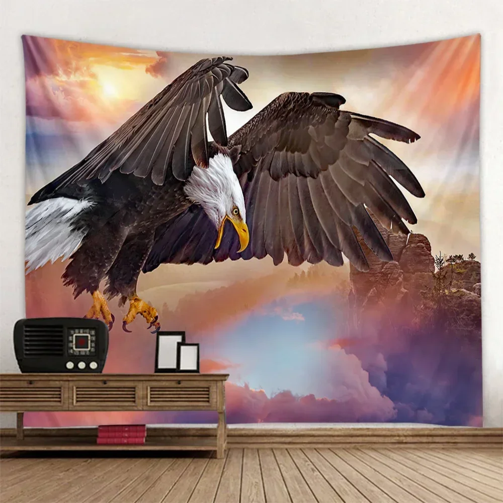 

Flying Eagle tapestry hippie peacock flamingo owl wall hanging bohemian aesthetic room art decoration animal background cloth