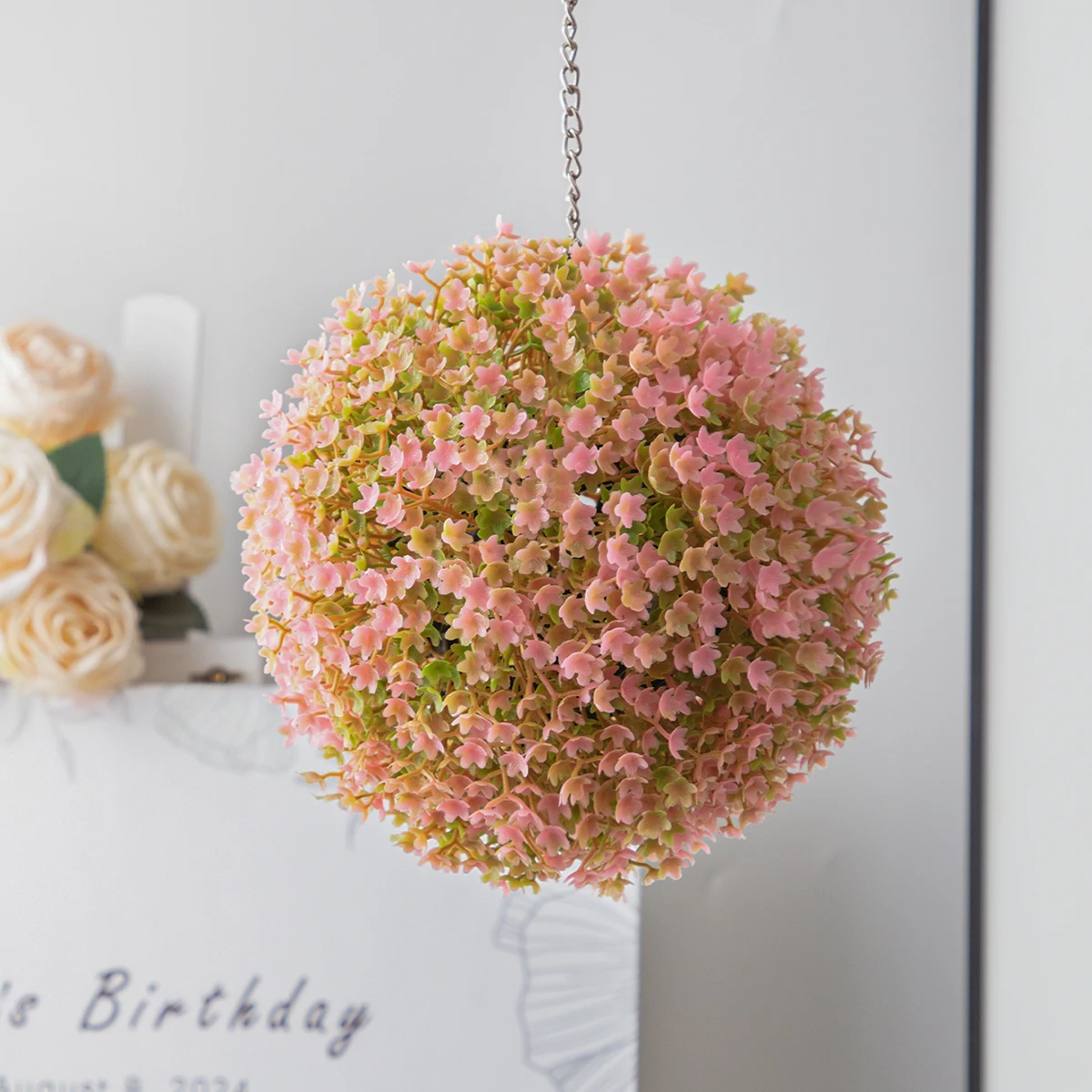 XIYA FLOWER Artificial Rose Ball Artificial Flower Ball Pink PE Material Wedding & Garden Home Decor