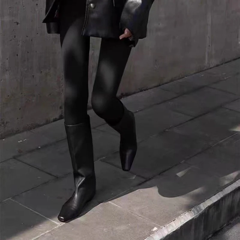 New Western Boots Slip-On Knight Boots Women Retro Knee-High Boots Women Wedges Long Tube Boots Women Fashion Botines Mujer