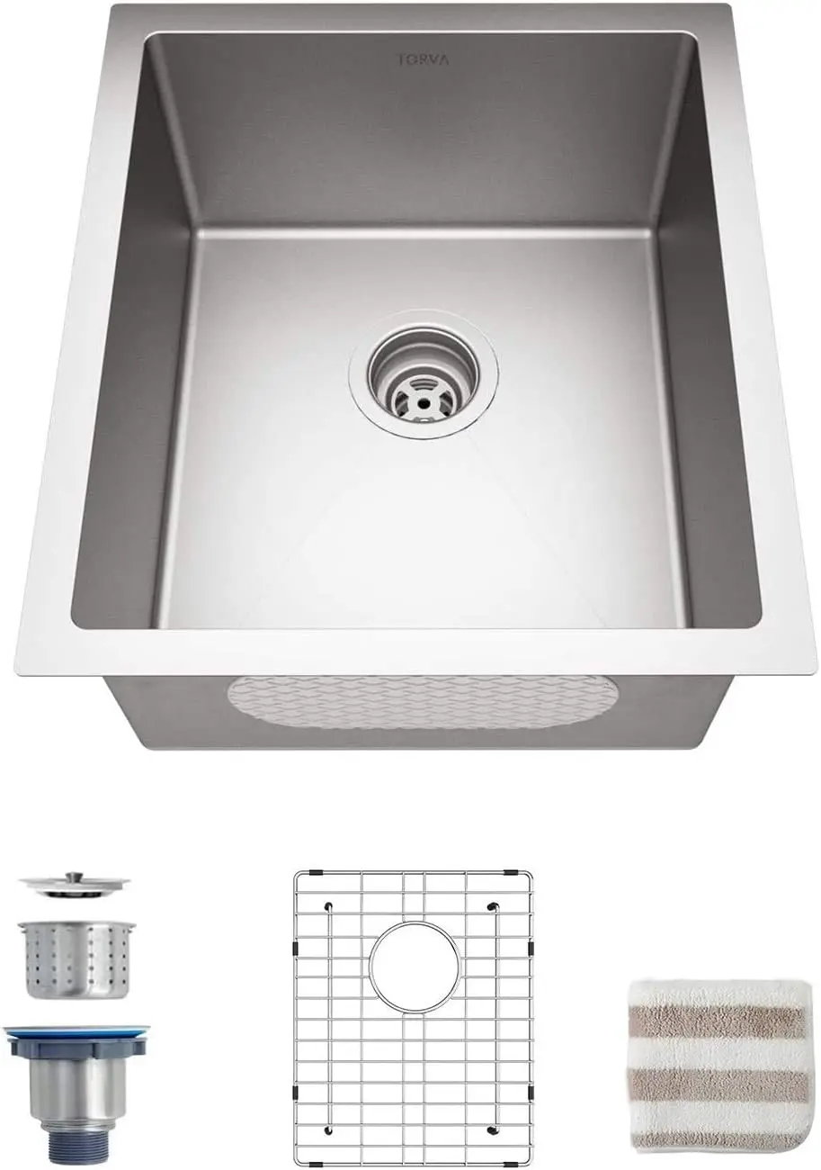 

17x19 Inch Undermount Kitchen Sink, Premium 304 Stainless Steel Single Bowl with 9-Inch Deep Basin