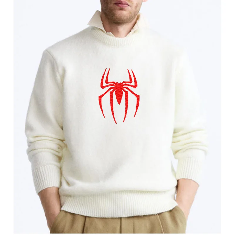 

Aesthetic Y2k Clothes Tops Spider Streetwear Men Sweater Gothic Pullover Autumn Knitted White Sweater Harajuku Cotton Sweaters