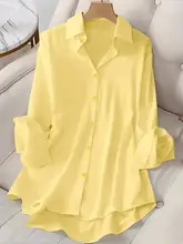 Camisas plus size 2025 verão novas mulheres casuais soltas moda topo elegante estilo coreano sólido doce blusas lapela single-breasted