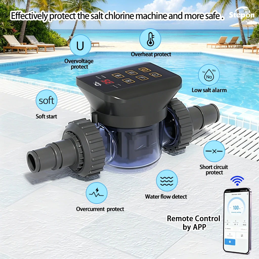 OEM/ODM 2.5G\5G\7.5G\10G WiFi APP Control Salt Chlorine Generator for Swimming Pool Use High Quality Electrolytic Titanium Plate